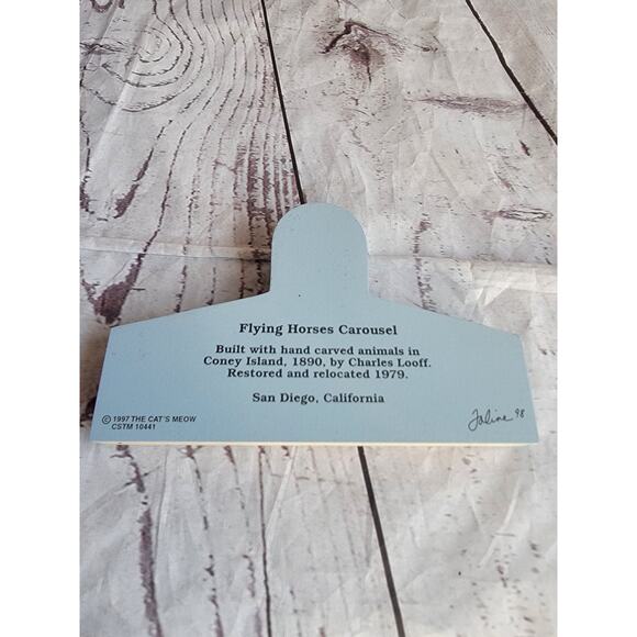 Cat’s Meow Flying Horses Carousal San Diego California 1997 Wood Collectable. - Picture 6 of 6